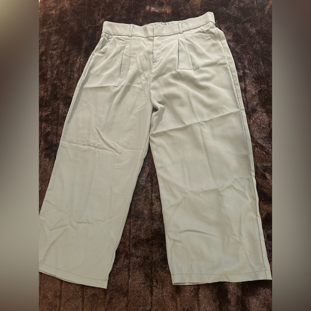 Plus Size 5XL Elastic Back Wide Leg Cropped Pants